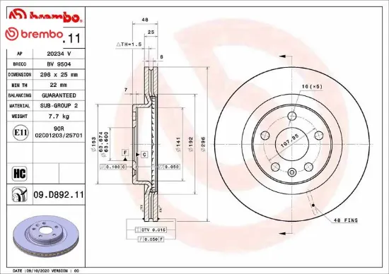 Ön fren dısk volvo xc40 536 2017/10 > 31471414/ 32300121 resmi