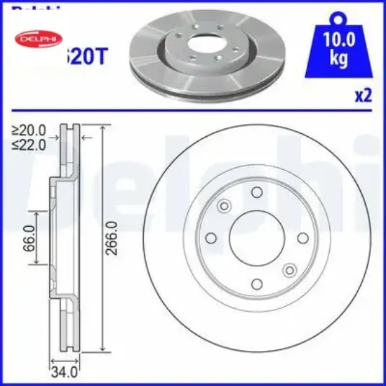 Ön fren aynası corsa f-301-307-206-207-partner-berlıngo-c-elysee-c2-c3 02 c5-c4 266x22x4dlxhavalı cr 3556159/ 1629058880/ 1647868480 resmi
