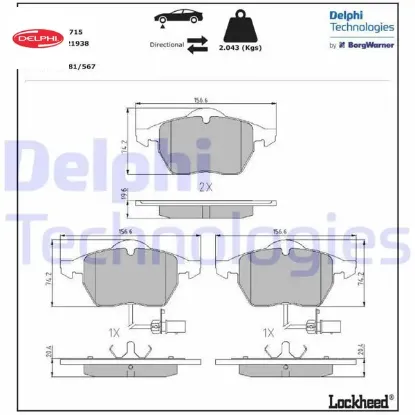 Ön balata fişli büyük tip passat-a4-a6 97-04 gdb1307 4b0698151e/ 4b0698151k/ 4b0698151ab resmi