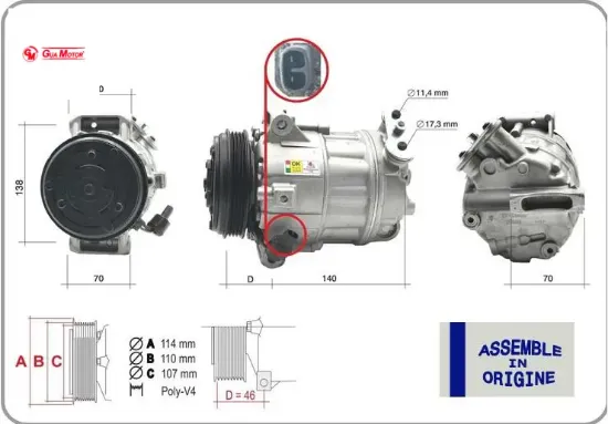 Klima kompresörü fıat ducato 06 19 2.3d mtj 71796979/ 1391387080/ 5802212928 resmi