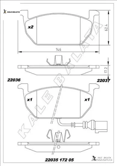 Balata ön a3 cabrıo-lımousıne-sportback 12 - 5q0698151c resmi