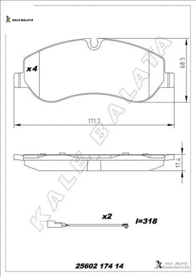Ön balata transıt v363 14 -transıt custom 2.2 tdcı 12 kablolu mebk2j2k021aa/ bk212k021aa / 1842632 resmi