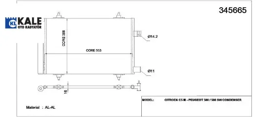 Klima radyatörü 407-508-c5 ııı 2.0hdı 16v 6455.Hv/ 6455.Jb/ 9683011280/ 1626267480 resmi