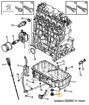 Karter yağ tapası 206-207-yeni referans: 0311.38 0311.21/ 0311.38 resmi