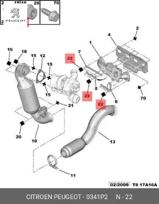 Egsoz manifolt somunu 0341.P2 Peugeot resmi