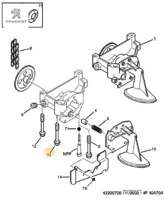 Yağ pompa vidası xud9 / d 1011.11  peugeot resmi
