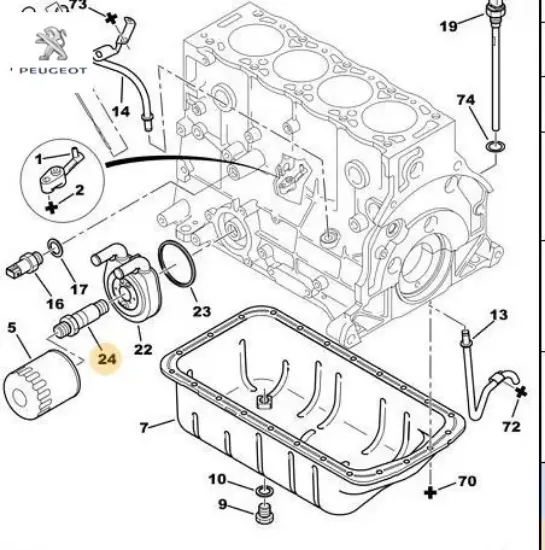 Yağ filtre bağlantısı 1103.J3  Peugeot resmi