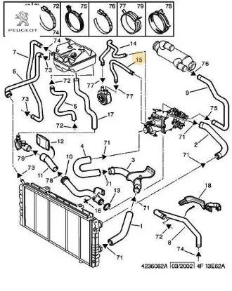 Yedek su depo hortumu 1307.Rz  Peugeot resmi