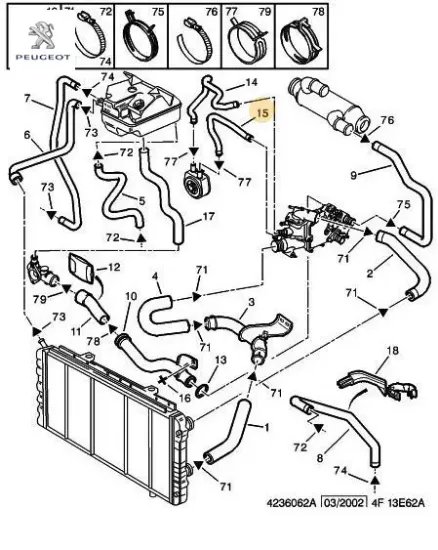 Yedek su depo hortumu 1307.Rz  Peugeot resmi