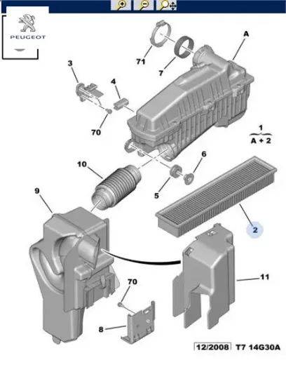 Hava filtresi 206-307 tu5jp4 eski : 1444.Pt resmi