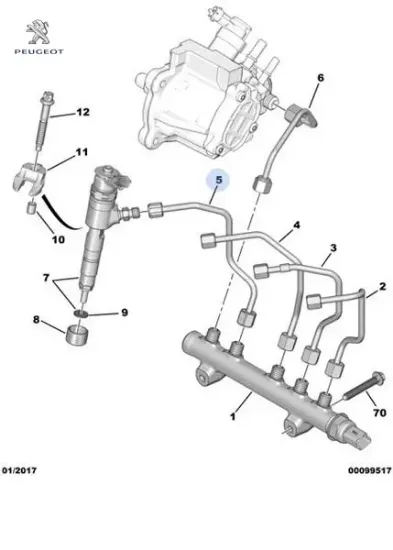 Enjektör borusu 4 1570.Q2  Peugeot resmi