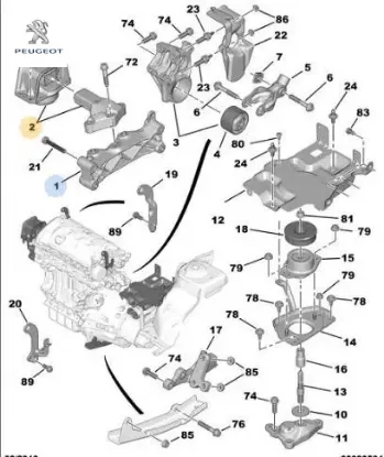 Motor kulağı sağ c4 308 3008 5008 1.6 1807.Gg  Peugeot resmi