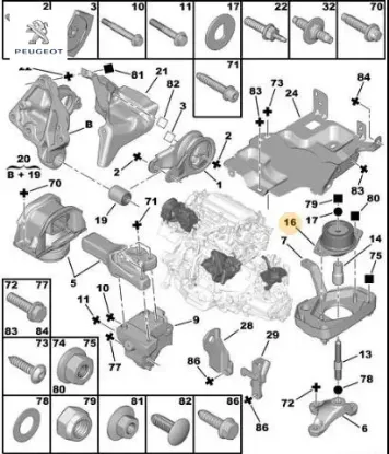 Şanzıman takozu sol üst   partner y.m 1844.68  peugeot resmi