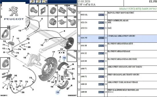 El fren balatası tk. Boxer ııı 1034118 resmi
