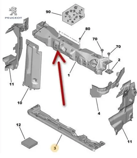 Ön panel traversi 301 9675630080  peugeot resmi