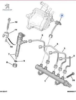 Enjektör borusu 9804226780  peugeot resmi