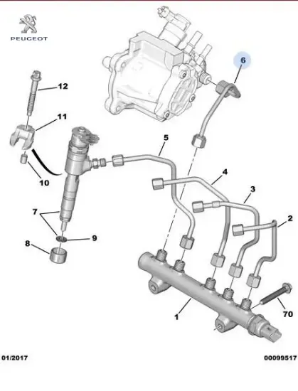 Enjektör borusu 9804226780  peugeot resmi