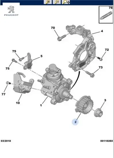 Enjeksiyon pompası pinyon dişlisi  2008-208-3008-308-expert ıv-rıfter-traveller dv5rd/dv5rc 1.5l diz 9808722280  peugeot resmi