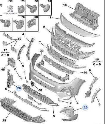 Tampon çıtaları 98570505xt  peugeot resmi