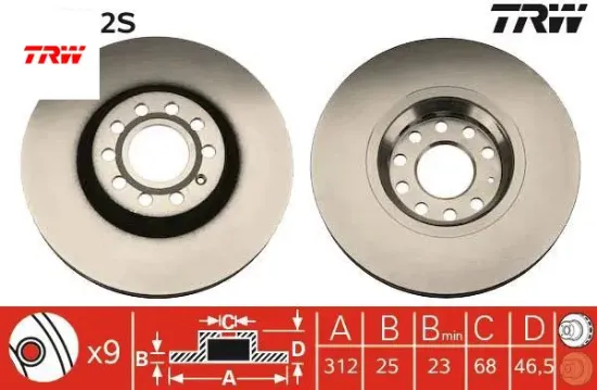 Ön fren aynası passat 1.6-1.9tdı-2.0-1.8t 00/5.05 a4 01 a6 97superb 02 exeo 09 312x25x10dlxhavalı x 4b0615301a/ 4b0615301c/ 8e0615301r resmi