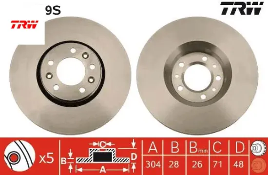 Ön fren aynası c5-jumpy-expert-scudo 2.0 07 304x28x41x48x5dlxhavalı 4249.24/ 4249.K0/ 9467548587 resmi