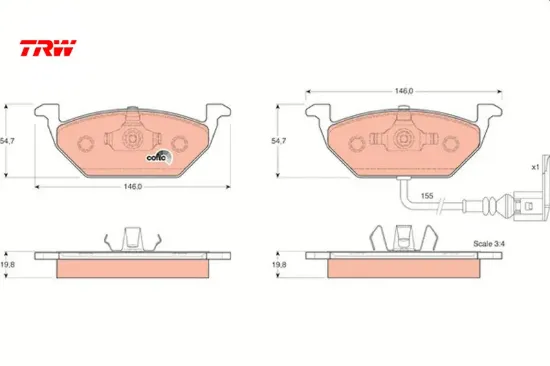 Ön balata fişli küçük golf4-golf5-jetta-bora-polo-a3-leon 97 gdb1386 1j0698151g/ 1k0698151f/ 6r0698151a resmi