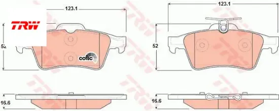 Arka fren balatası 508-c5 ıı 10-> gdb1621  trw resmi