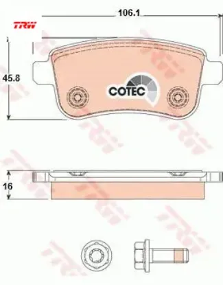 Arka fren balatası fluence -megane-scenıc ııı 09-. Gdb1791  trw resmi