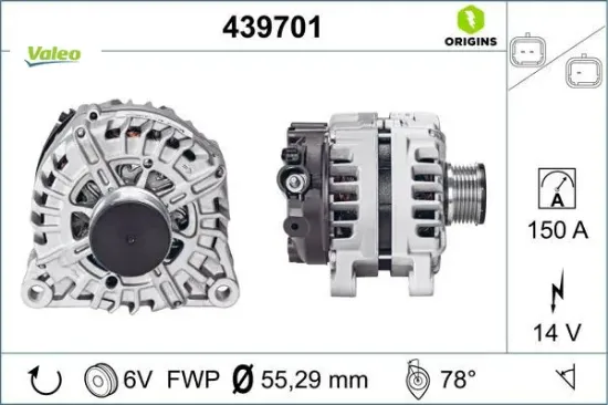 Alternatör 14v 150ah c3-c4-berlıngo- 207-308-p407-c elysee 1.6 2.0 hdi 5702.J9/ 5705.Kv/ 9678048880 resmi