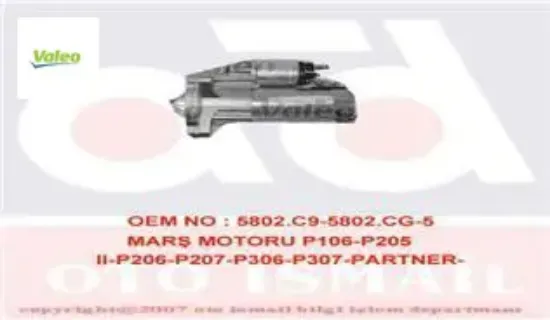 Marş motoru 12v 1.3kw 9 diş 106-p205 ıı-206-207-301-306-307-partner-berlıngo-c2-c3-c4-nemo- saxo-xsa 5802.C9/ 5802.Cg/ 5802.N3/ 5802.R4 resmi