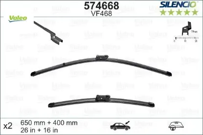 Silecek (sılencıo) 65+40 (x2) (flatblade-muz tipi) vm468 peugeot partner 2 (08=> berlıngo 08> 6423.44 resmi
