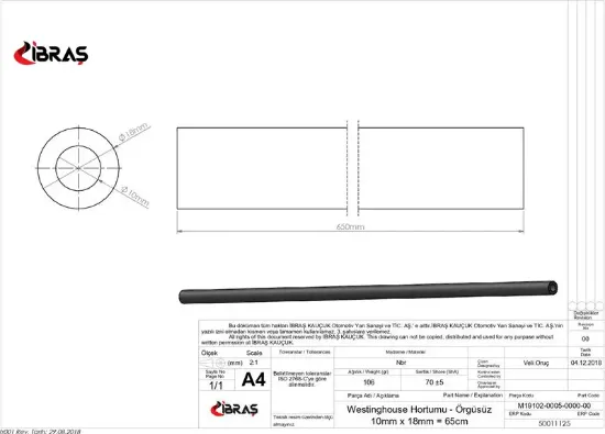 Westinavus hortumu  10mm x 65cm  r-12 7700575128 ıbras  resmi