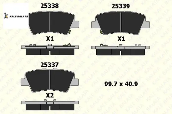 Arka fren balatası 2 fiş accent blue ıv-elantra-s  583023qa10/ beser4061 kale balata 25337 157 05 ans kd1 resmi