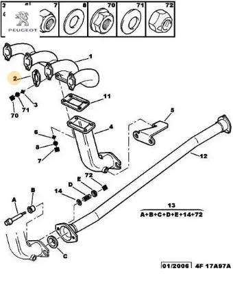 Ekzost manifold contası kapalı stok   peugeot 0349.J0 resmi