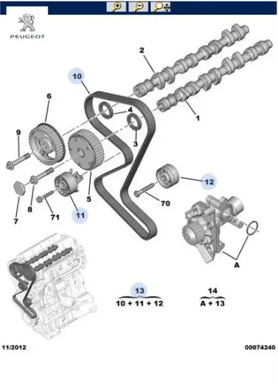 Trıger setı 153dıs 307/407 /c4/ c5 ew10a  0831.K3/ 1607216780/ 160697358 peugeot 0831.V6 resmi