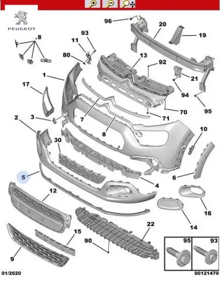 On tampon deflektoru c3 b   peugeot 1618037280 resmi