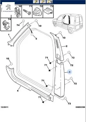 Sağ  b direk kaplama alt   partner  p.t1787 peugeot 9016.J8 resmi
