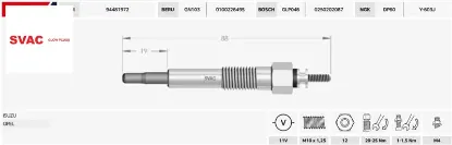 Isıtma bujisi  astra-combo-corsa 1.5 d/1.7d/11v/gj29ıs/  0100226495/ 1214043 svac sv082 resmi