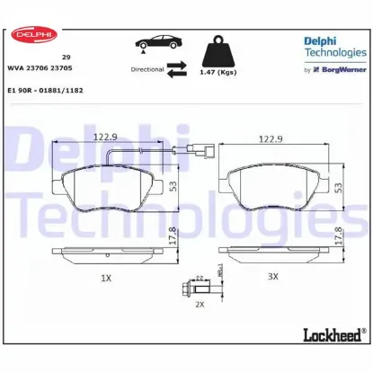 Ön balata doblo 1.3 06 fıorıno-g.punto-bıpper-corsa-nemo 1.3 06 lınea 1.3 07 delphı 77364393/ 77363942/ 77364158/ 77363974 resmi