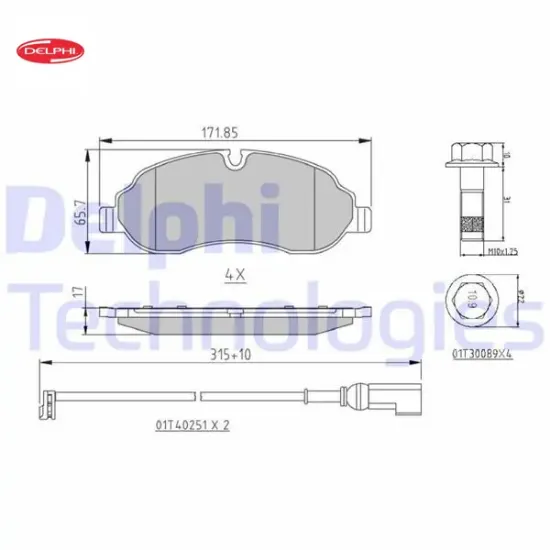 On fren balatası yeni transit v363 ttg 14 çift teker fıslı delphı bk312k021ae/ bk312k021ad resmi