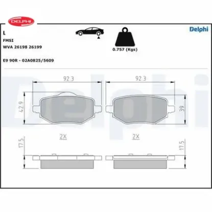 Arka fren balatası otomatik el freni corsa f-c4-208-2008-ds3 delphı 1643574280/ 1680301680 resmi