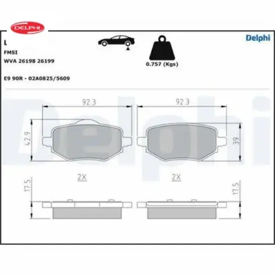 Arka fren balatası otomatik el freni corsa f-c4-208-2008-ds3 delphı 1643574280/ 1680301680 resmi