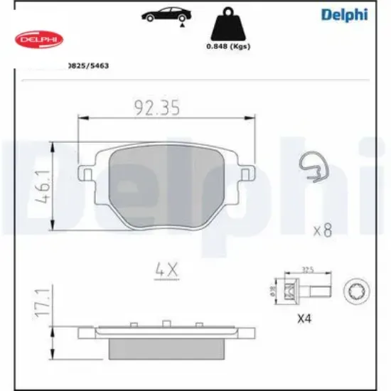 Arka fren balatası corsa f 19 c4 20 2008 19 208 19 249 mm delphı 1681449980/ 1664737180 resmi