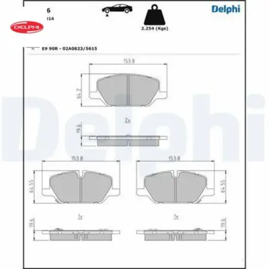 Ön fren balatası opel ınsıgnıa b 18> 17 inç jant delphı 1680880180/ 84120877/ 42794673 resmi