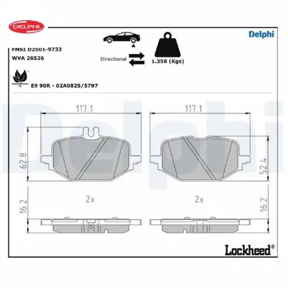 Fren balatası arka mercedes w206 s206 c236 a236 w214 s214 c236 a236 delphı a0004201304 resmi
