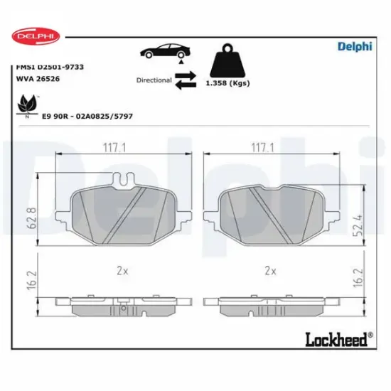 Fren balatası arka mercedes w206 s206 c236 a236 w214 s214 c236 a236 delphı a0004201304 resmi