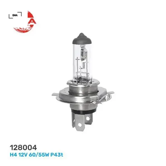 Halogen ampul h4 12v 60/55w p43t ema  resmi