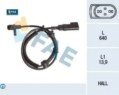 Arka abs sensoru sag-sol connect 1.8tdcı 02>13 boy:555mm fae 4370938/ 2t142b372be/ 43833610 resmi