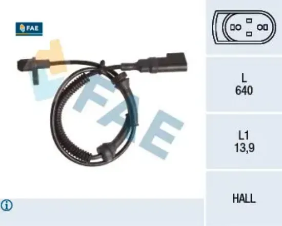 Arka abs sensoru sag-sol connect 1.8tdcı 02>13 boy:555mm fae 4370938/ 2t142b372be/ 43833610 resmi