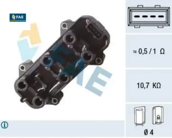 Ateşleme bobini vectra b 2.5 v6 1995-2000 omega b 2.5 - 3.0 v6 1995-2001 fae 1208007/ 90511450/ 90492255 resmi